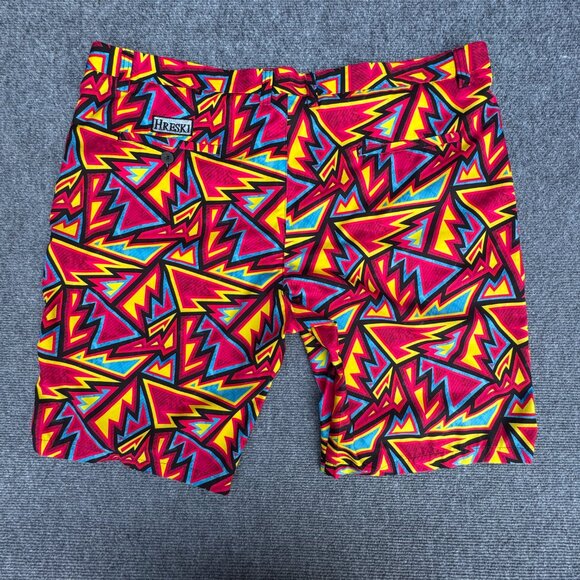 Hreski Golf Shorts Mens Size 42 Multicolor Crazy Loud All Over Print Performance - Picture 2 of 11